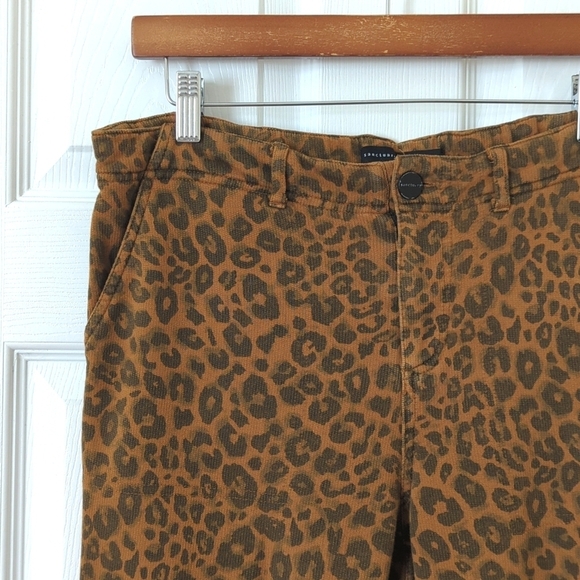 Sanctuary x Anthropologie Leopard Print Cotton Knit Slim Fit Joggers Brown XL - Picture 11 of 16